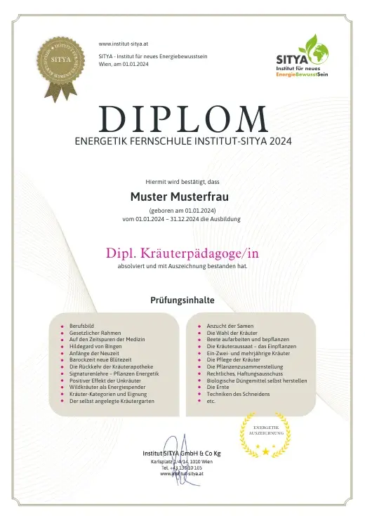 Musterdiplom für Dipl. Kräuterpädagogik