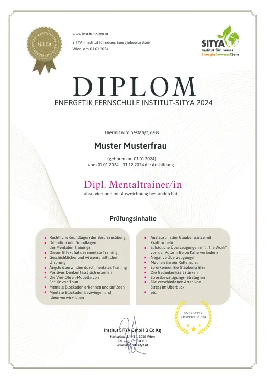 Musterdiplom für Dipl. Mentaltraining