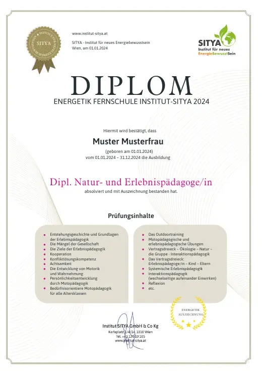 Musterdiplom für Dipl. Natur- und Erlebnispädagogik